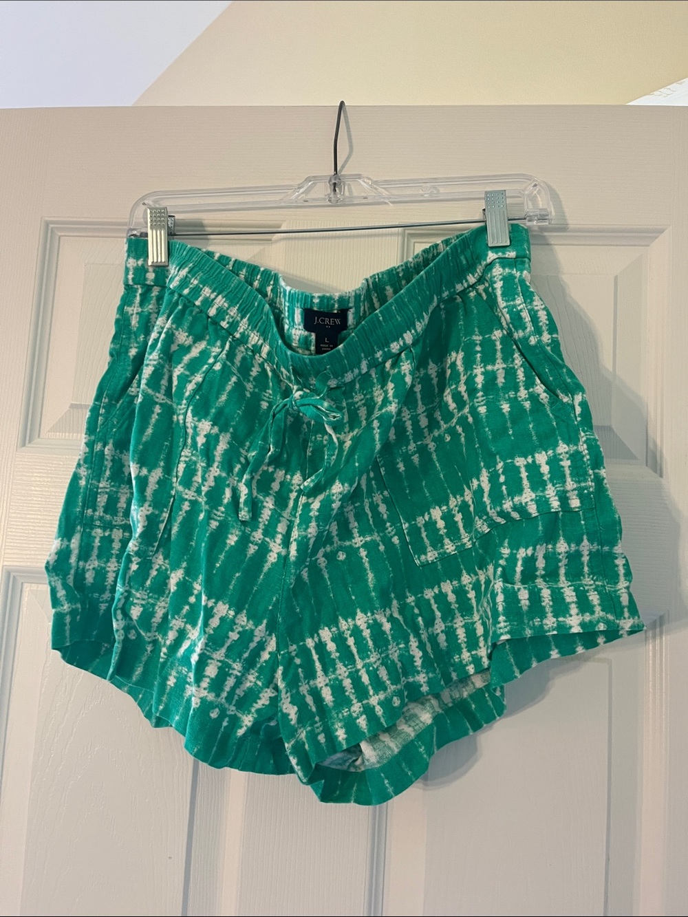J. Crew Green and White Tie-Dye Athletic Shorts
